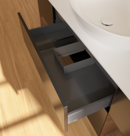 Тумба под раковину Villeroy & Boch Finion 160х50,1 см с подсветкой МДФ черный матовый лак/стекло белое матовое GD01GNPD