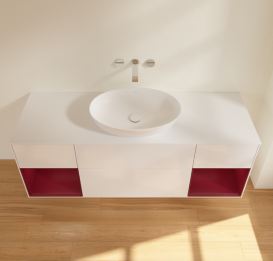 Тумба под раковину Villeroy & Boch Finion 160х50,1 см с подсветкой МДФ глянцевый белый лак/стекло белое матовое GD01HBGF