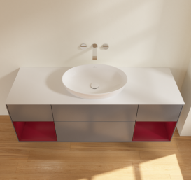 Тумба под раковину Villeroy & Boch Finion 160х50,1 см с подсветкой МДФ антрацит матовый лак/стекло белое матовое GD01HBGK