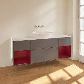 Тумба под раковину Villeroy & Boch Finion 160х50,1 см с подсветкой МДФ антрацит матовый лак/стекло белое матовое GD01HBGK