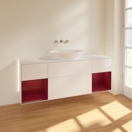 Тумба під раковину Villeroy & Boch Finion 160х50,1 см із підсвічуванням МДФ білий матовий лак/скло біле матове GD01HBMT