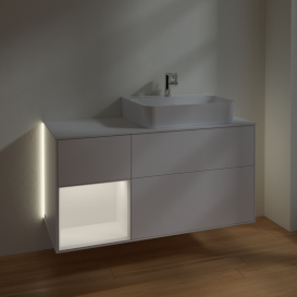 Тумба под раковину Villeroy & Boch Finion 120х50,1 см с подсветкой МДФ белый матовый лак/стекло белое матовое G141MTMT