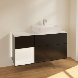 Тумба під раковину Villeroy & Boch Finion 120х50,1 см із підсвічуванням МДФ чорний матовий лак/скло біле матове G141MTPD
