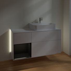 Тумба под раковину Villeroy & Boch Finion 120х50,1 см с подсветкой МДФ глянцевый белый лак/стекло белое матовое G141PDGF