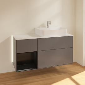 Тумба под раковину Villeroy & Boch Finion 120х50,1 см с подсветкой МДФ антрацит матовый лак/стекло белое матовое G141PDGK