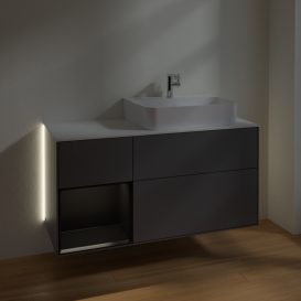 Тумба под раковину Villeroy & Boch Finion 120х50,1 см с подсветкой МДФ антрацит матовый лак/стекло белое матовое G141PDGK
