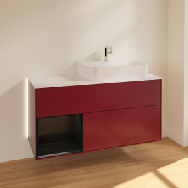 Тумба под раковину Villeroy & Boch Finion 120х50,1 см с подсветкой МДФ пион матовый лак/стекло белое матовое G141PDHB