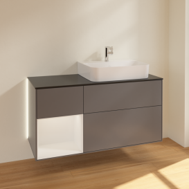 Тумба под раковину Villeroy & Boch Finion 120х50,1 см с подсветкой МДФ антрацит матовый лак/стекло черное матовое G142GFGK