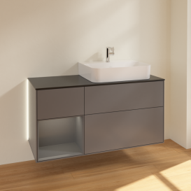 Тумба под раковину Villeroy & Boch Finion 120х50,1 см с подсветкой МДФ антрацит матовый лак/стекло черное матовое G142GKGK