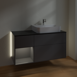 Тумба под раковину Villeroy & Boch Finion 120х50,1 см с подсветкой МДФ антрацит матовый лак/стекло черное матовое G142GKGK