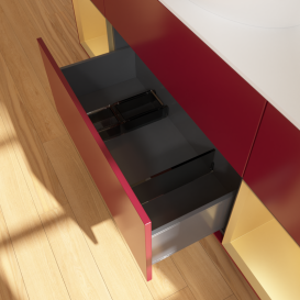 Тумба під раковину Villeroy & Boch Finion 160х50,1 см з підсвічуванням МДФ півонія матовий лак/скло біле матове GD01HFHB