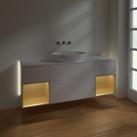 Тумба під раковину Villeroy & Boch Finion 160х50,1 см із підсвічуванням МДФ білий матовий лак/скло біле матове GD01HFMT