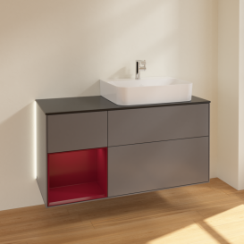 Тумба под раковину Villeroy & Boch Finion 120х50,1 см с подсветкой МДФ антрацит матовый лак/стекло черное матовое G142HBGK