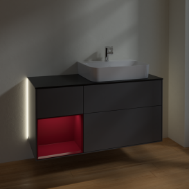 Тумба под раковину Villeroy & Boch Finion 120х50,1 см с подсветкой МДФ антрацит матовый лак/стекло черное матовое G142HBGK