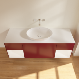 Тумба под раковину Villeroy & Boch Finion 160х50,1 см с подсветкой МДФ пион матовый лак/стекло белое матовое GD01MTHB