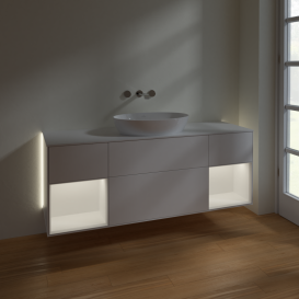 Тумба под раковину Villeroy & Boch Finion 160х50,1 см с подсветкой МДФ белый матовый лак/стекло белое матовое GD01MTMT