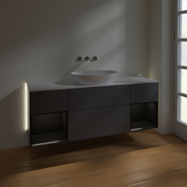 Тумба под раковину Villeroy & Boch Finion 160х50,1 см с подсветкой МДФ антрацит матовый лак/стекло белое матовое GD01PDGK