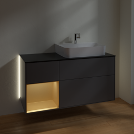 Тумба под раковину Villeroy & Boch Finion 120х50,1 см с подсветкой МДФ антрацит матовый лак/стекло черное матовое G142HFGK