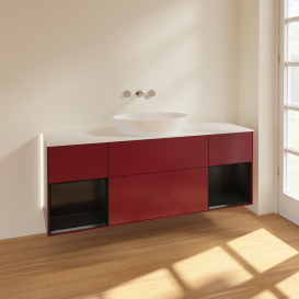 Тумба под раковину Villeroy & Boch Finion 160х50,1 см с подсветкой МДФ пион матовый лак/стекло белое матовое GD01PDHB