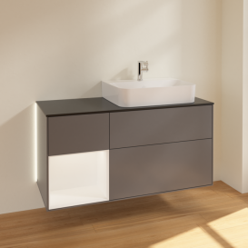 Тумба под раковину Villeroy & Boch Finion 120х50,1 см с подсветкой МДФ антрацит матовый лак/стекло черное матовое G142MTGK