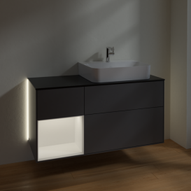 Тумба под раковину Villeroy & Boch Finion 120х50,1 см с подсветкой МДФ антрацит матовый лак/стекло черное матовое G142MTGK