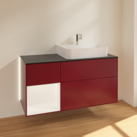 Тумба под раковину Villeroy & Boch Finion 120х50,1 см с подсветкой МДФ пион матовый лак/стекло черное матовое G142MTHB