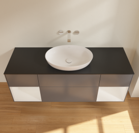 Тумба под раковину Villeroy & Boch Finion 160х50,1 см с подсветкой МДФ антрацит матовый лак/стекло черное матовое GD02GFGK