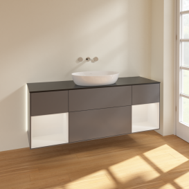 Тумба под раковину Villeroy & Boch Finion 160х50,1 см с подсветкой МДФ антрацит матовый лак/стекло черное матовое GD02GFGK