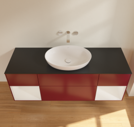 Тумба под раковину Villeroy & Boch Finion 160х50,1 см с подсветкой МДФ пион матовый лак/стекло черное матовое GD02GFHB