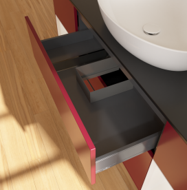 Тумба под раковину Villeroy & Boch Finion 160х50,1 см с подсветкой МДФ пион матовый лак/стекло черное матовое GD02GFHB