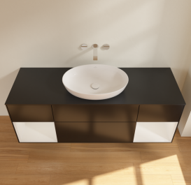 Тумба под раковину Villeroy & Boch Finion 160х50,1 см с подсветкой МДФ черный матовый лак/стекло черное матовое GD02GFPD