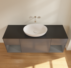 Тумба под раковину Villeroy & Boch Finion 160х50,1 см с подсветкой МДФ антрацит матовый лак/стекло черное матовое GD02GKGK