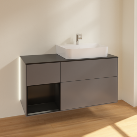 Тумба под раковину Villeroy & Boch Finion 120х50,1 см с подсветкой МДФ антрацит матовый лак/стекло черное матовое G142PDGK