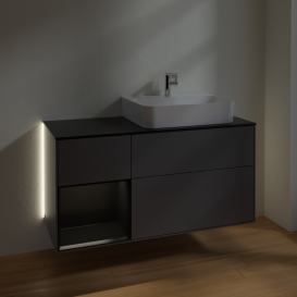 Тумба под раковину Villeroy & Boch Finion 120х50,1 см с подсветкой МДФ антрацит матовый лак/стекло черное матовое G142PDGK