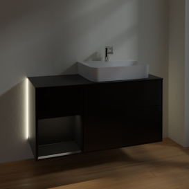 Тумба под раковину Villeroy & Boch Finion 120х50,1 см с подсветкой МДФ черный матовый лак/стекло черное матовое G142PDPD