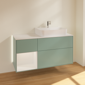 Тумба под раковину Villeroy & Boch Finion 120х50,1 см с подсветкой МДФ оливковый матовый лак/стекло белое матовое G141GFGM