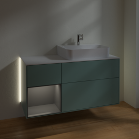 Тумба под раковину Villeroy & Boch Finion 120х50,1 см с подсветкой МДФ оливковый матовый лак/стекло белое матовое G141GKGM