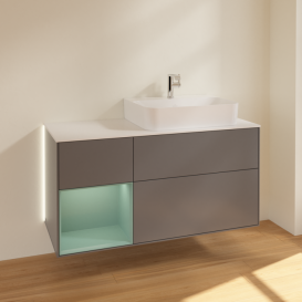 Тумба под раковину Villeroy & Boch Finion 120х50,1 см с подсветкой МДФ антрацит матовый лак/стекло черное матовое G141GMGK