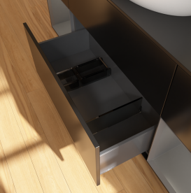 Тумба под раковину Villeroy & Boch Finion 160х50,1 см с подсветкой МДФ черный матовый лак/стекло черное матовое GD02GKPD