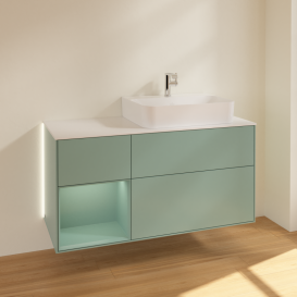 Тумба под раковину Villeroy & Boch Finion 120х50,1 см с подсветкой МДФ оливковый матовый лак/стекло белое матовое G141GMGM