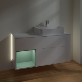 Тумба под раковину Villeroy & Boch Finion 120х50,1 см с подсветкой МДФ белый матовый лак/стекло белое матовое G141GMMT