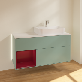 Тумба под раковину Villeroy & Boch Finion 120х50,1 см с подсветкой МДФ оливковый матовый лак/стекло белое матовое G141HBGM