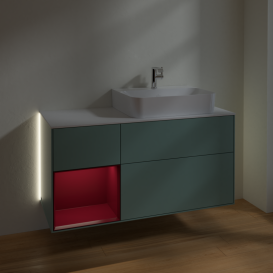 Тумба под раковину Villeroy & Boch Finion 120х50,1 см с подсветкой МДФ оливковый матовый лак/стекло белое матовое G141HBGM