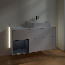 Тумба під раковину Villeroy & Boch Finion 120х50,1 см із підсвічуванням МДФ білий глянцевий лак/скло біле матове G141HGGF