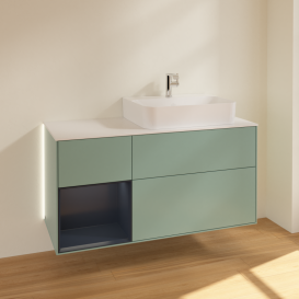 Тумба под раковину Villeroy & Boch Finion 120х50,1 см с подсветкой МДФ оливковый матовый лак/стекло белое матовое G141HGGM