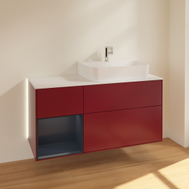 Тумба под раковину Villeroy & Boch Finion 120х50,1 см с подсветкой МДФ пион матовый лак/стекло белое матовое G141HGHB