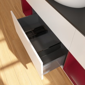 Тумба под раковину Villeroy & Boch Finion 160х50,1 см с подсветкой МДФ белый матовый лак/стекло черное матовое GD02HBMT