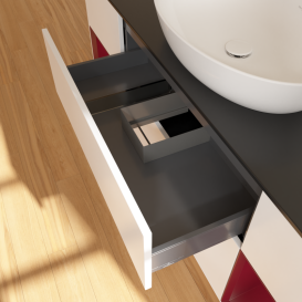 Тумба под раковину Villeroy & Boch Finion 160х50,1 см с подсветкой МДФ белый матовый лак/стекло черное матовое GD02HBMT