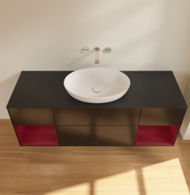 Тумба под раковину Villeroy & Boch Finion 160х50,1 см с подсветкой МДФ черный матовый лак/стекло черное матовое GD02HBPD