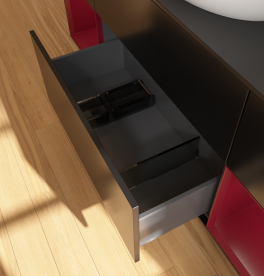 Тумба под раковину Villeroy & Boch Finion 160х50,1 см с подсветкой МДФ черный матовый лак/стекло черное матовое GD02HBPD